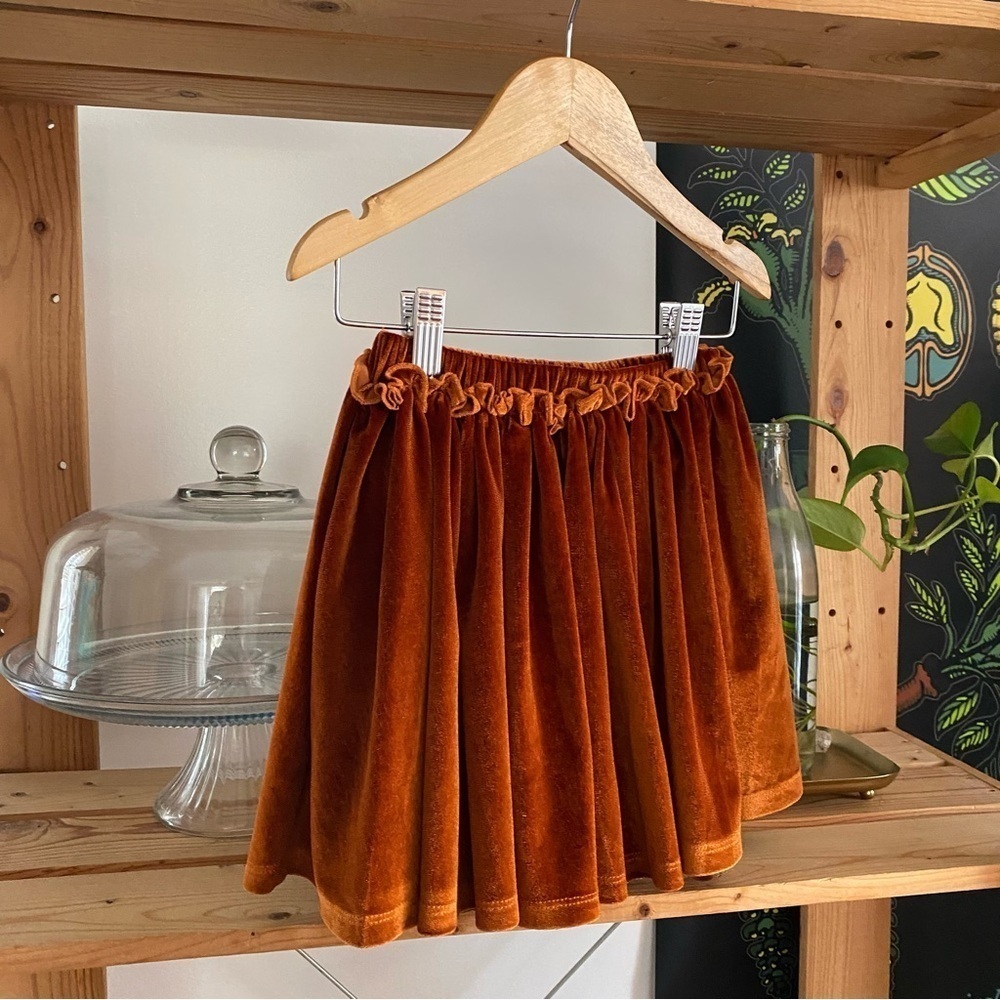 Pink Chicken Gianna Skirt Burnt Orange Velour - Picture 6 of 11